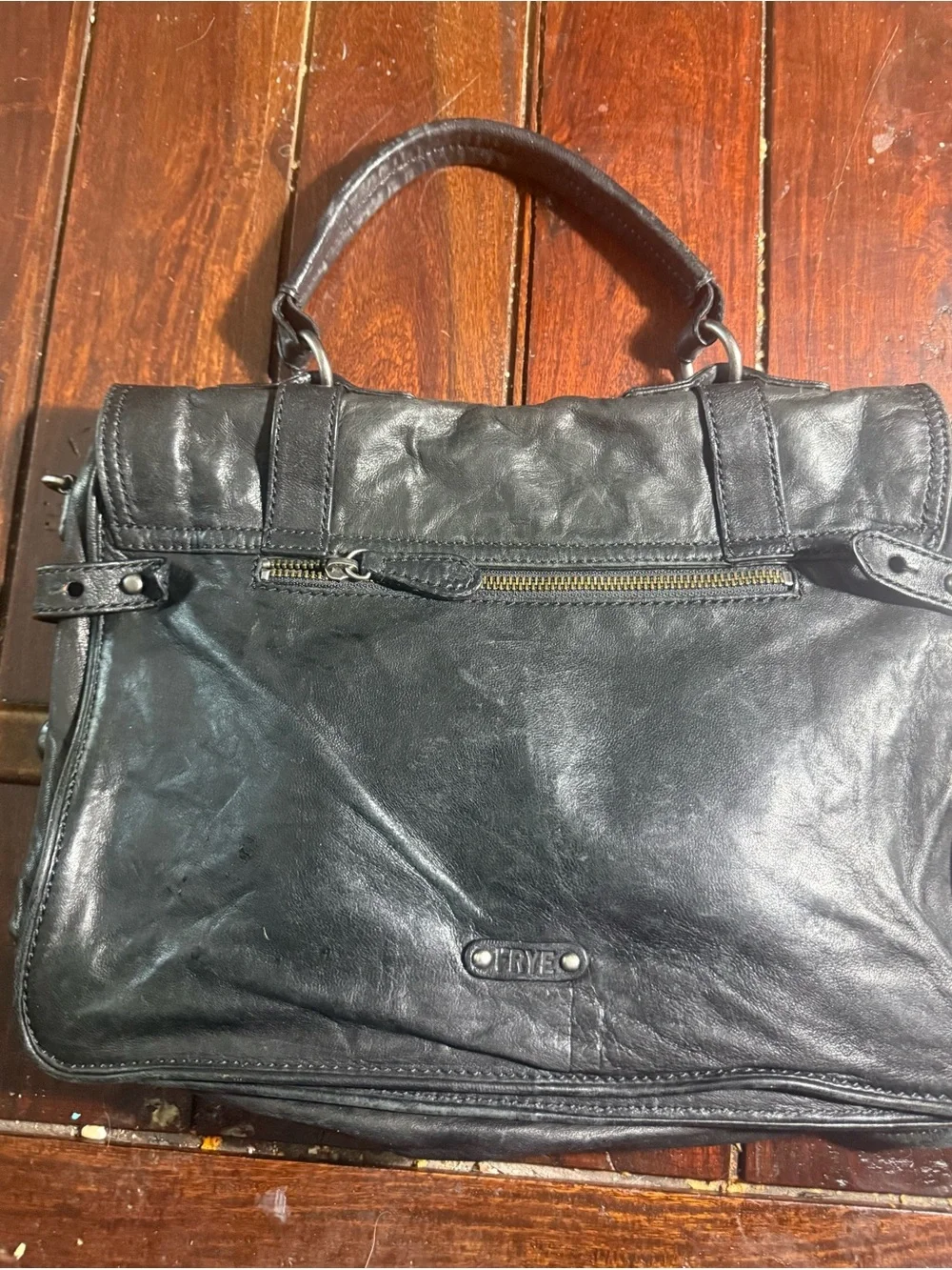 Frye Cameron Leather Satchel Crossbody Handbag Black